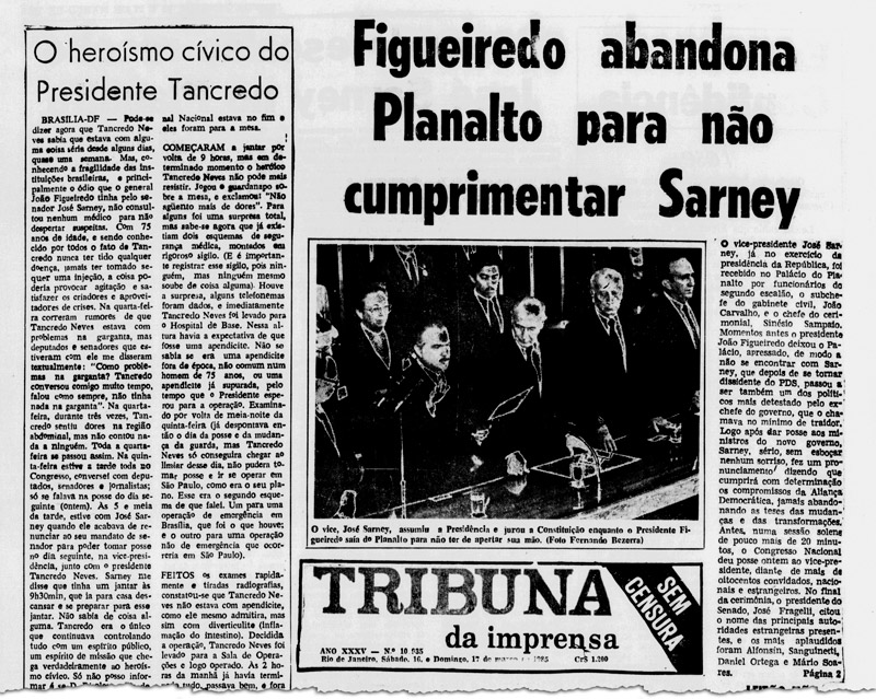 Tribuna-da-Imprensa-Biblioteca-Nacional-Digital Risco de novo golpe ameaçou posse de Sarney e volta da democracia, há 40 anos