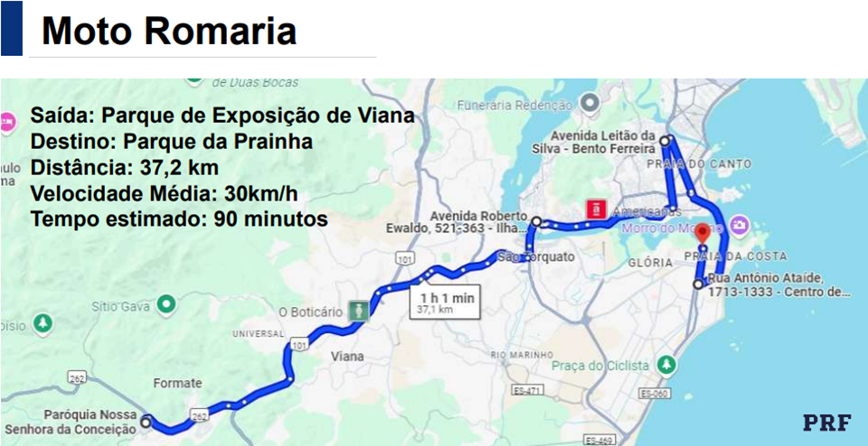 Trajeto-Moto-Romaria Moto Romaria passará pela 3ª Ponte no domingo