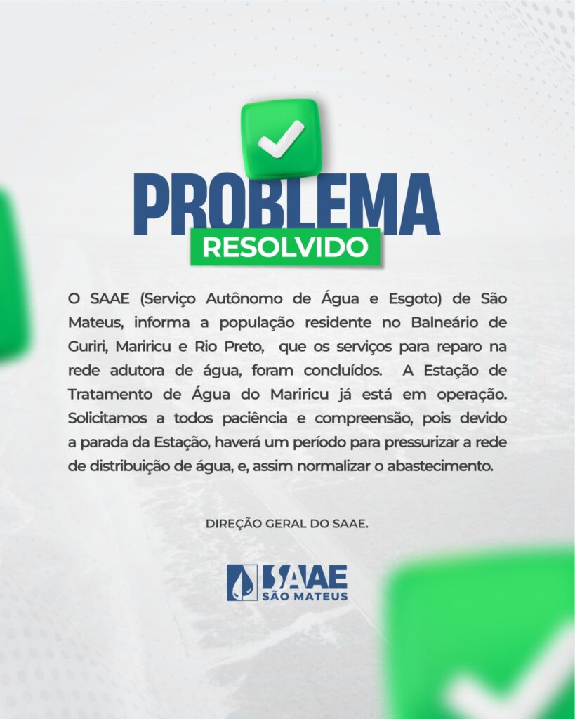 Nota-do-Saae-819x1024 Saae conserta adutora e rede de Guriri começa a ser pressurizada