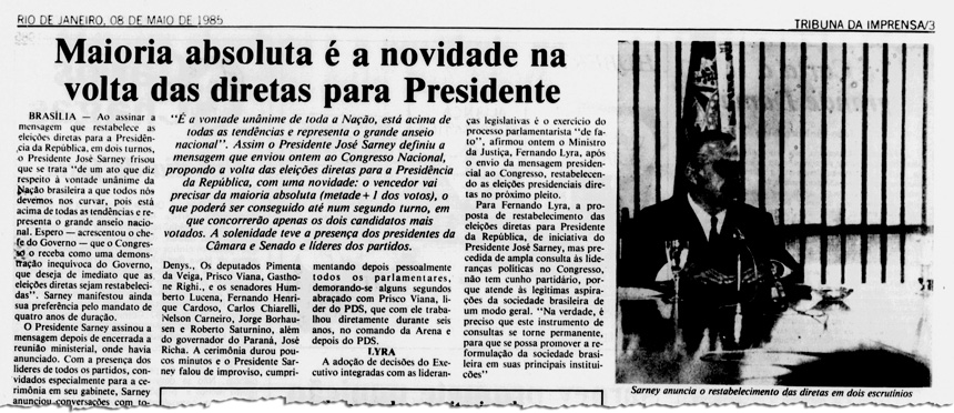 Tribuna-da-Imprensa-Arquivo-Nacional-Digital Ditadura alegava que eleição direta em 1985 seria ‘golpe de Estado’