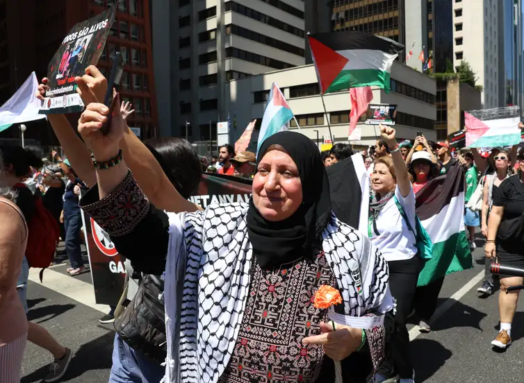 Ato-pro-Gaza-Rovena-Rosa-_-ABr-2 Ato pede libertação de ativistas de flotilha e medidas duras do Brasil