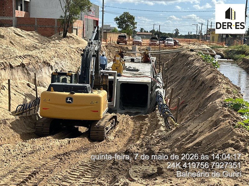 Macrodrenagem-de-Guriri.Maio_.2026d Macrodrenagem de Guriri: DER-ES interdita trecho da estrada de Barra Nova por 40 dias