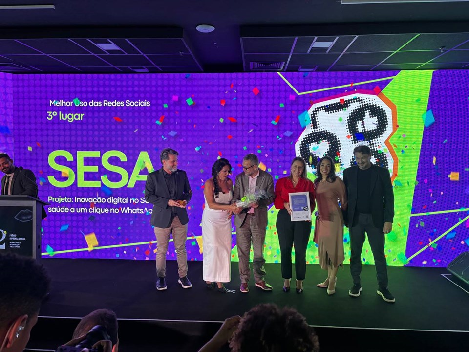 Premiacao-da-Sesa-Divulgacao Envio de mensagens de saúde da Sesa pelo WhastApp é premiado no 2º Prêmio da Imprensa Oficial