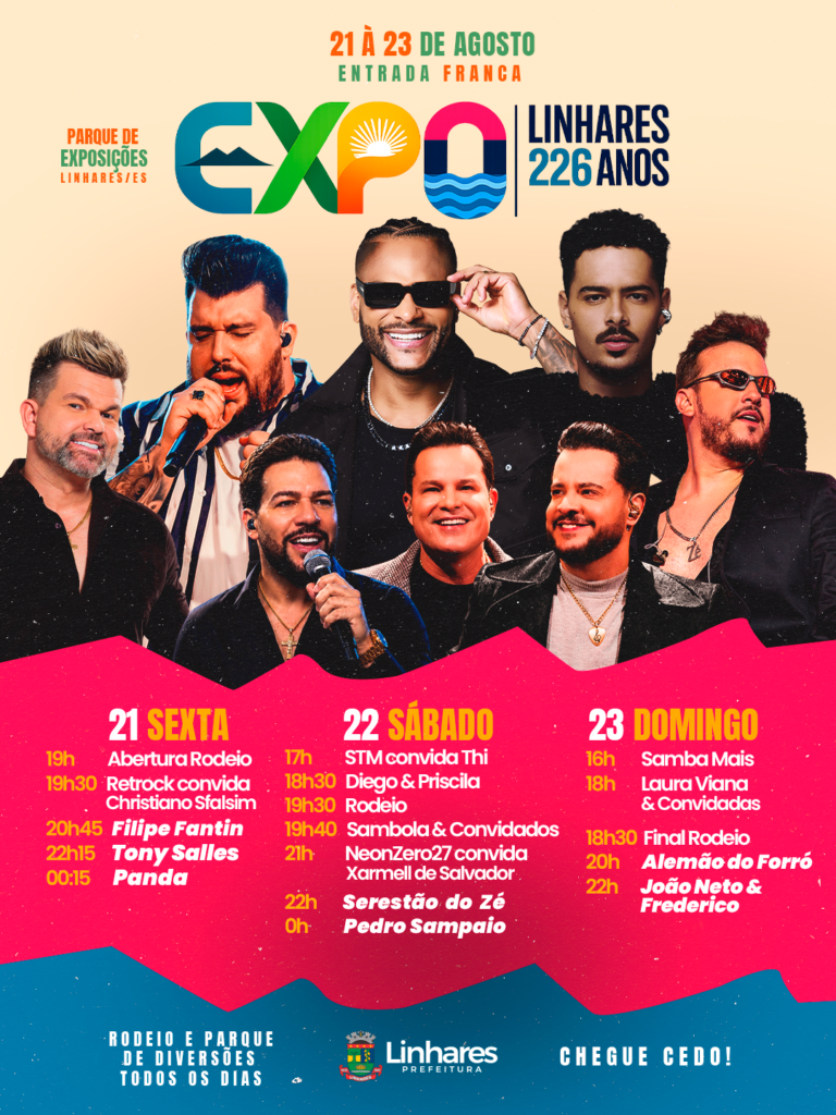 ExpoLinhares-2026-cartaz-atracoes-Prefeitura-de-Linhares-768x1024 João Neto & Frederico, Pedro Sampaio, Panda, Alemão do Forró e Tony Sales na ExpoLinhares