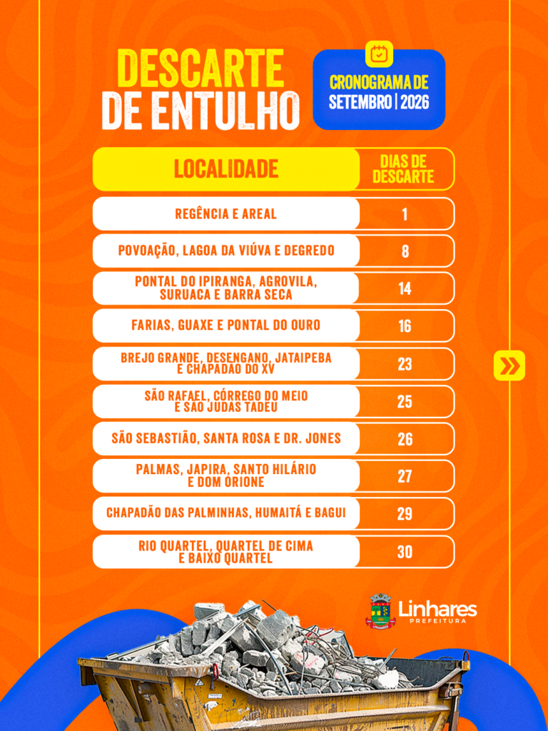 Descarte-entulho-Linhares-1-768x1024 Prefeitura de Linhares apresenta cronograma de descarte de entulhos para setembro