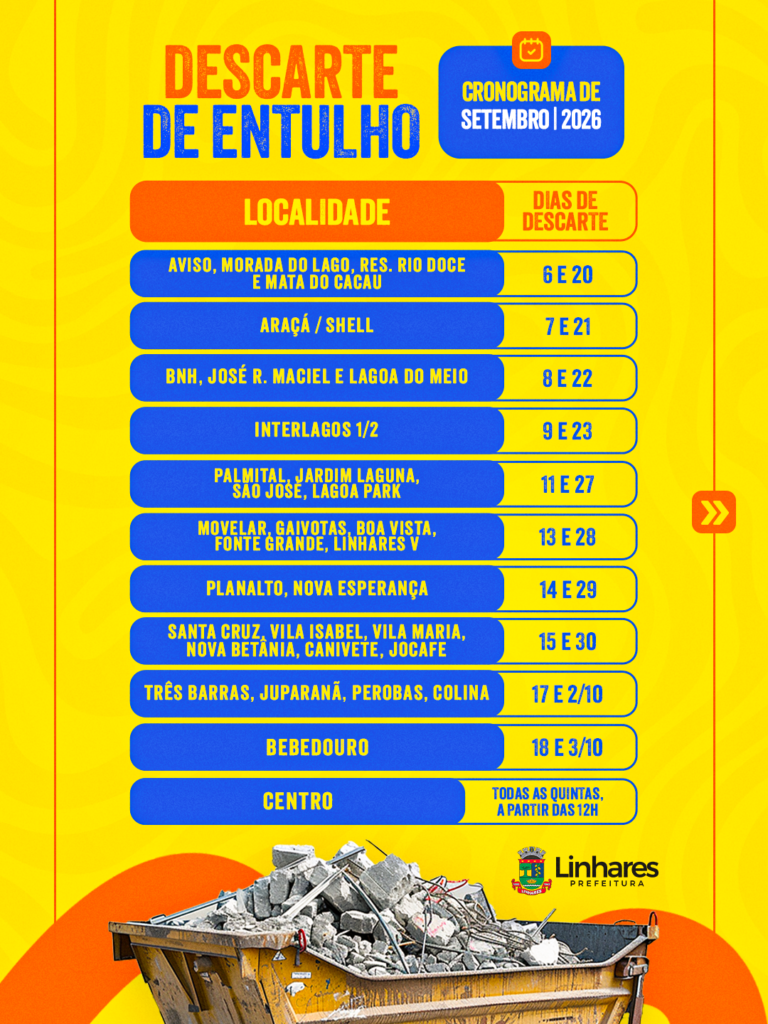 Descarte-entulho-Linhares-2-768x1024 Prefeitura de Linhares apresenta cronograma de descarte de entulhos para setembro